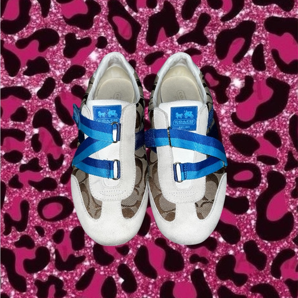 Coach white + blue sneakers